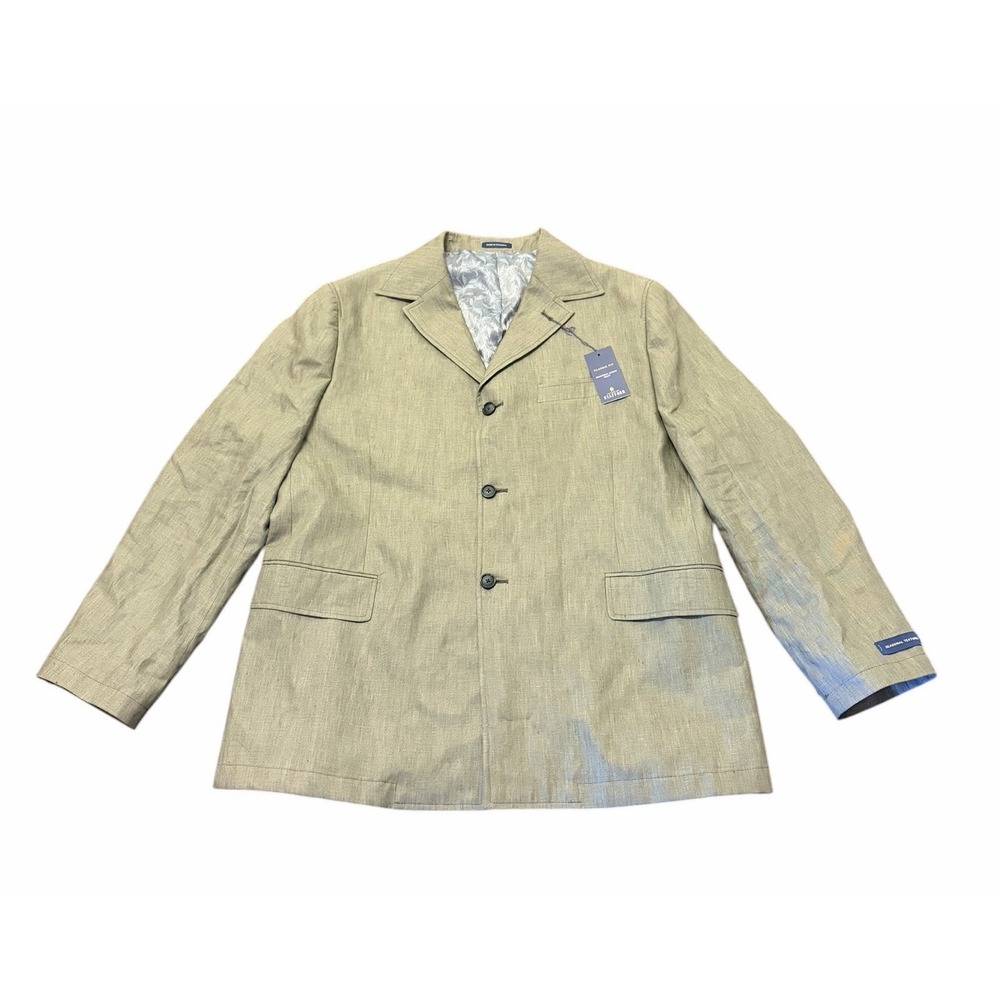 Stafford Mens Linen Sport Coat 46R Olive Green Seasonal Textures Classic Fit NWT